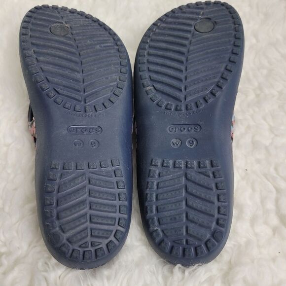CROCS Kadee II Women's Sandals Size 9 Blue Polka Dot Graphic Thong Flip Flops - Picture 7 of 7